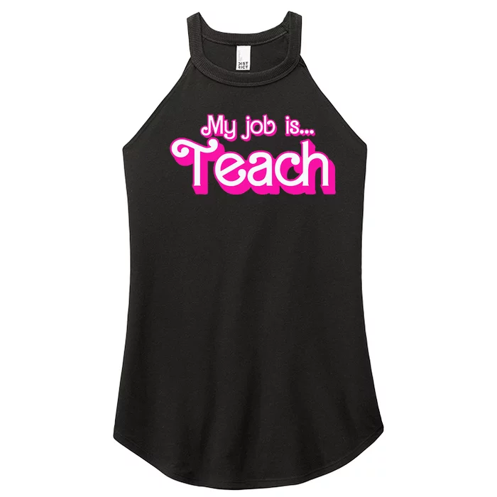 Retro School Humor Funny Teacher Life My Job Is Teach Autumn My Favorite Color Women’s Perfect Tri Rocker Tank