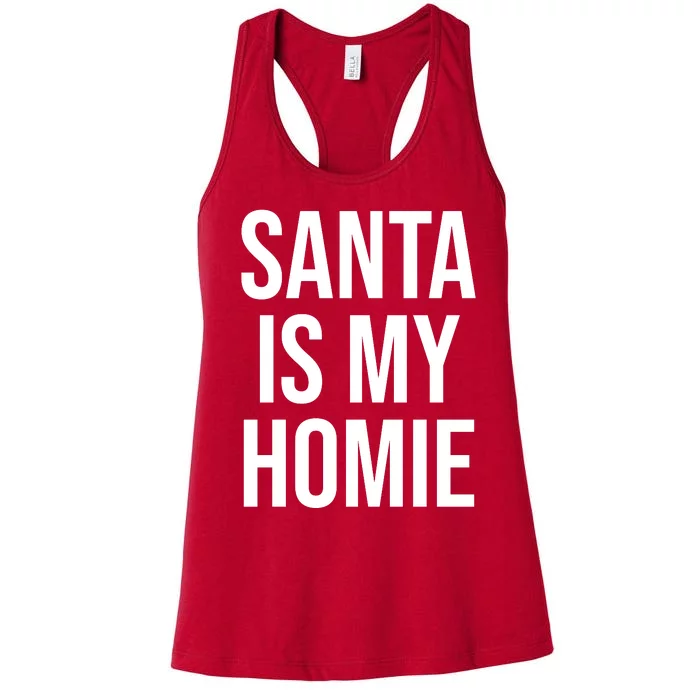 Retro Santa Is My Homie Funny Vintage Christmas Santa Claus Women's Racerback Tank