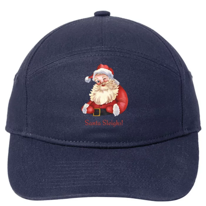 Retro Santa In Vintage Sleigh All Day Christmas Meaningful Gift 7-Panel Snapback Hat