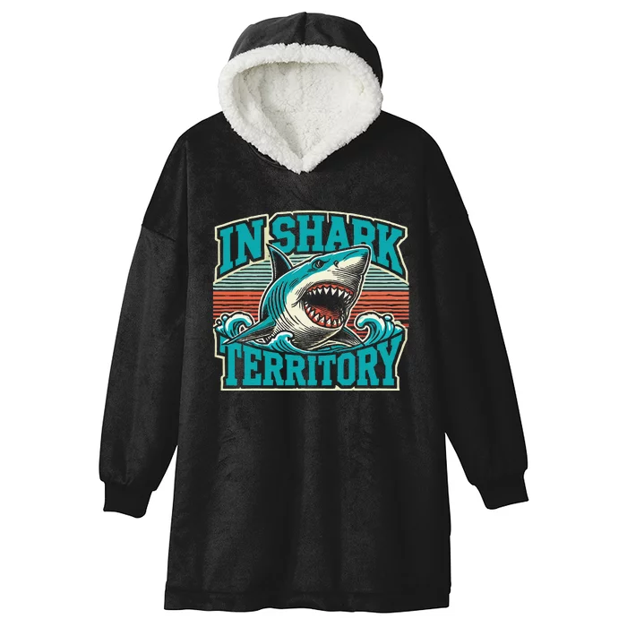 Retro Shark In Shark Territory Hooded Wearable Blanket