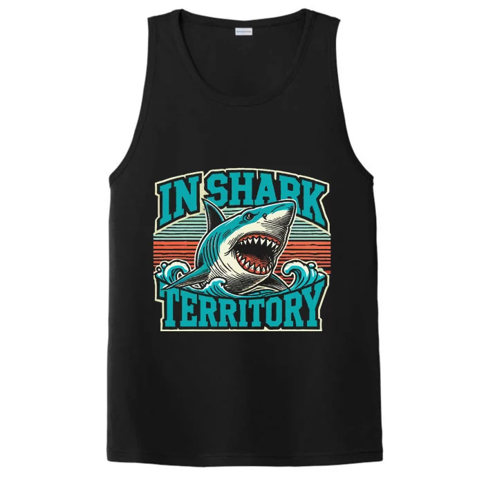 Retro Shark In Shark Territory Performance Tank