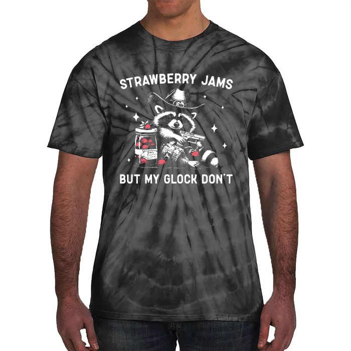 Raccoon Strawberry Jams But My Dont Funny Raccoon Tie-Dye T-Shirt