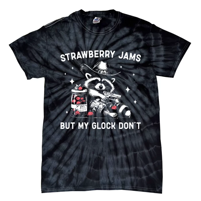 Raccoon Strawberry Jams But My Dont Funny Raccoon Tie-Dye T-Shirt