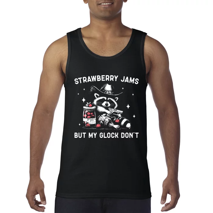 Raccoon Strawberry Jams But My Dont Funny Raccoon Tank Top