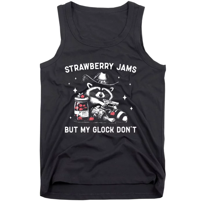 Raccoon Strawberry Jams But My Dont Funny Raccoon Tank Top