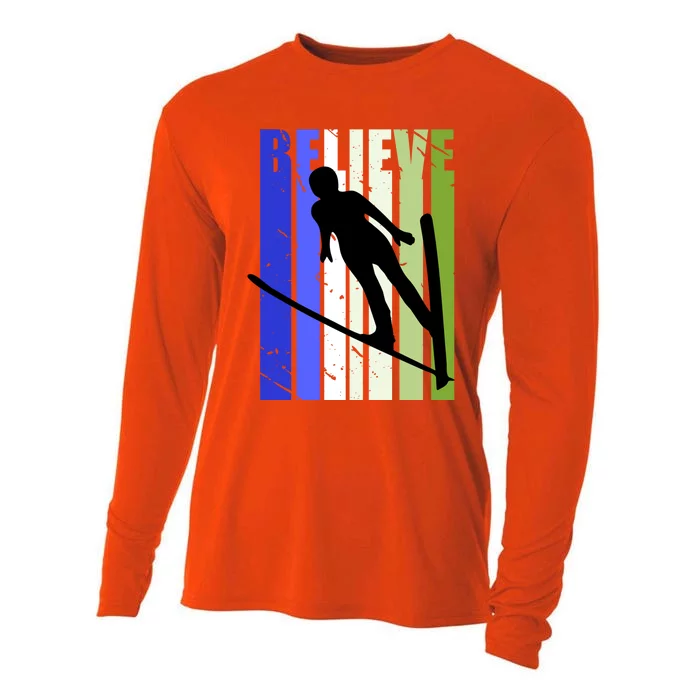 Retro Slalom Jump Jumping Ski Downhill Female Gift Cooling Performance Long Sleeve Crew