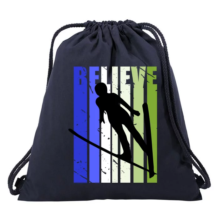 Retro Slalom Jump Jumping Ski Downhill Female Gift Drawstring Bag