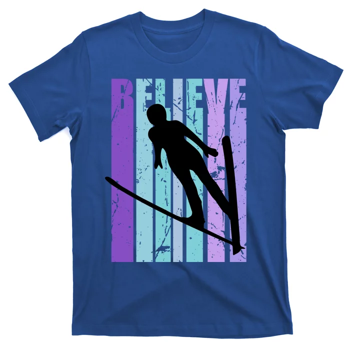 Retro Slalom Jump Jumping Ski Downhill Race Flying Fly High Gift T-Shirt