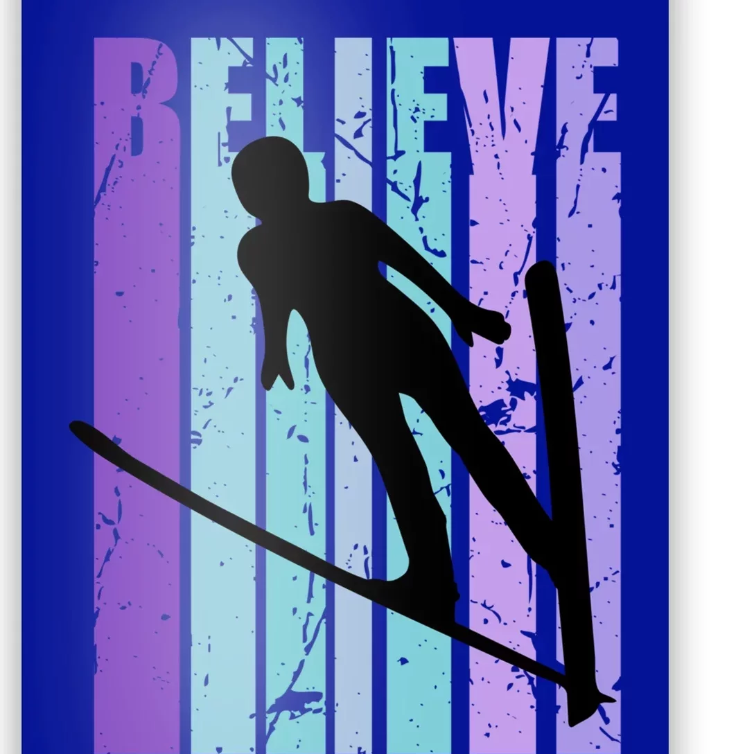 Retro Slalom Jump Jumping Ski Downhill Race Flying Fly High Gift Poster