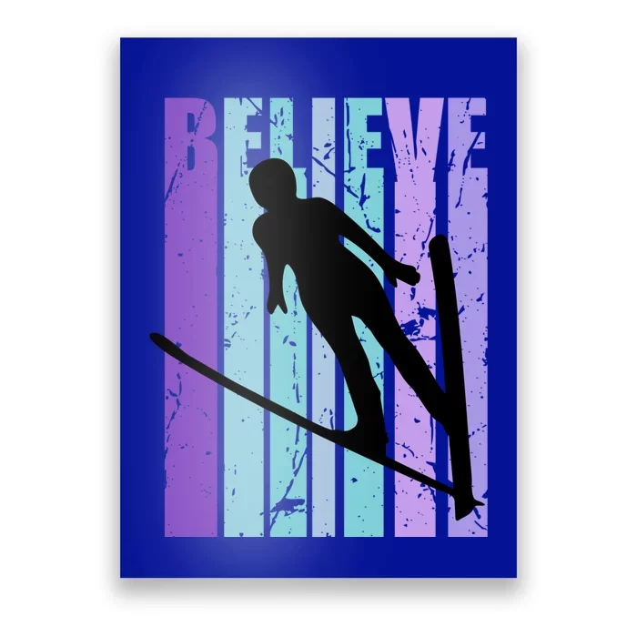 Retro Slalom Jump Jumping Ski Downhill Race Flying Fly High Gift Poster