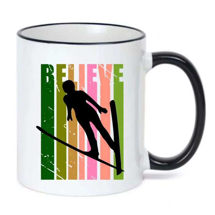 Retro Slalom Jump Jumping Ski Downhill Race Flying Fly High Gift Black Color Changing Mug