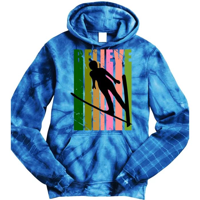 Retro Slalom Jump Jumping Ski Downhill Race Flying Fly High Gift Tie Dye Hoodie