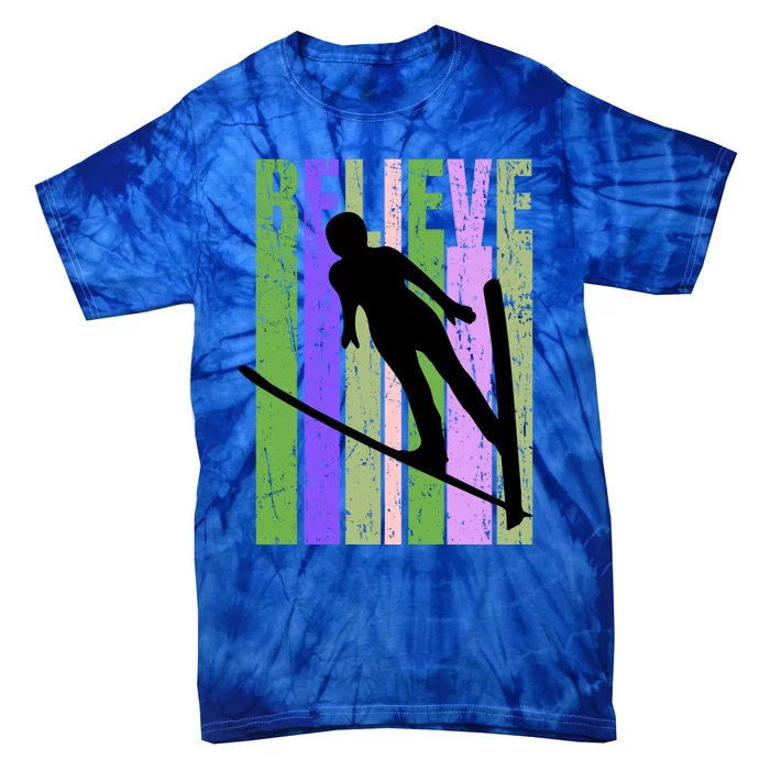 Retro Slalom Jump Jumping Ski Downhill Female Meaningful Gift Tie-Dye T-Shirt