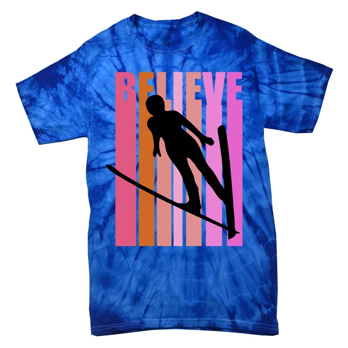 Retro Slalom Jump Jumping Ski Downhill Race Flying Fly High Gift Tie-Dye T-Shirt