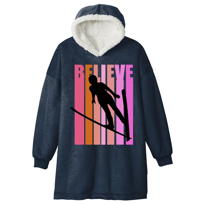 Retro Slalom Jump Jumping Ski Downhill Race Flying Fly High Gift Hooded Wearable Blanket