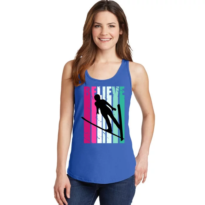 Retro Slalom Jump Jumping Ski Downhill Female Great Gift Ladies Essential Tank