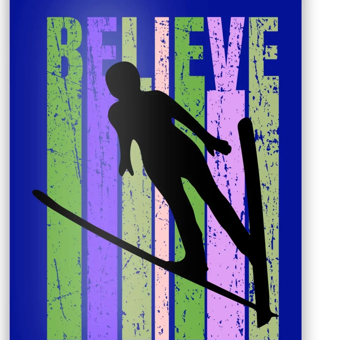 Retro Slalom Jump Jumping Ski Downhill Female Gift Poster