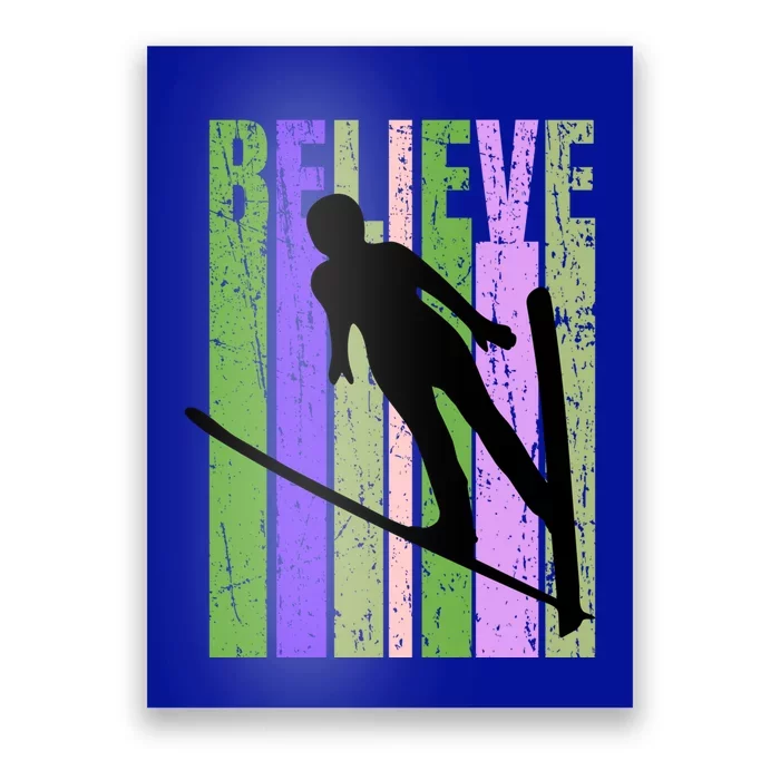 Retro Slalom Jump Jumping Ski Downhill Female Gift Poster