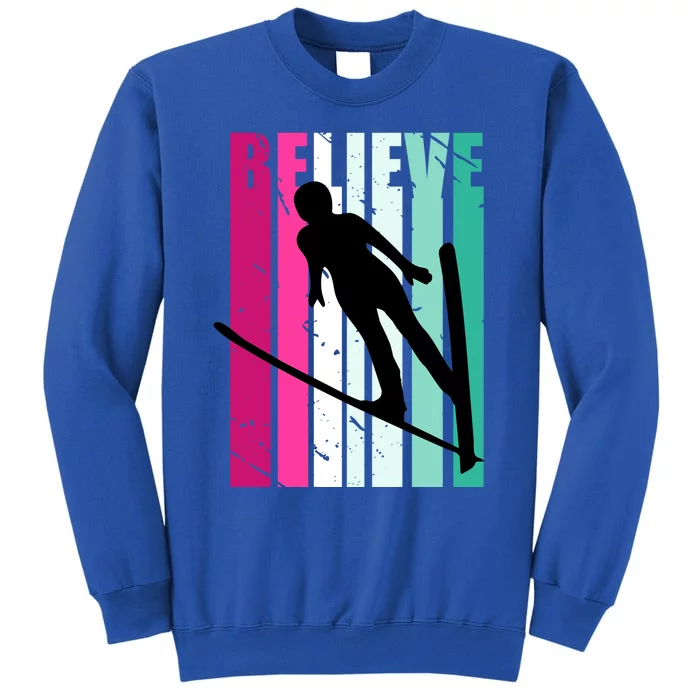 Retro Slalom Jump Jumping Ski Downhill Female Gift Sweatshirt