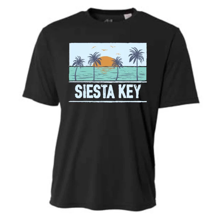 Retro Siesta Key Florida Tropical Sunset Beach Vacation Meaningful Gift Cooling Performance Crew T-Shirt