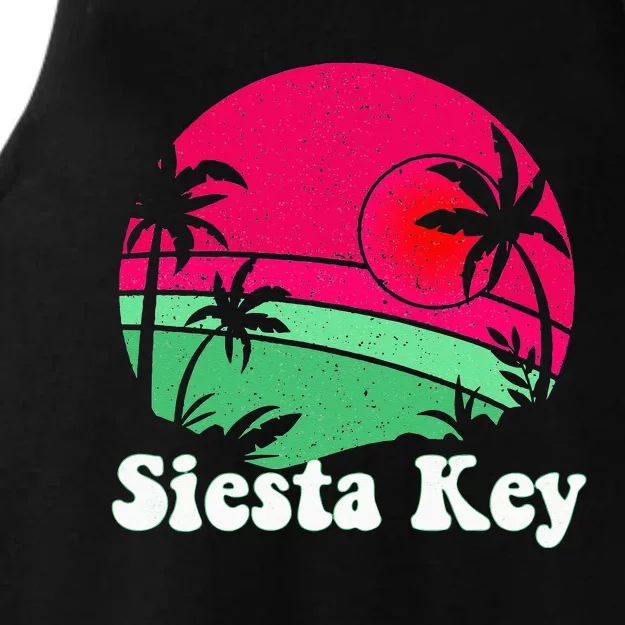 Retro Siesta Key Beach Design Siesta Key Illustration Ladies Tri-Blend Wicking Tank