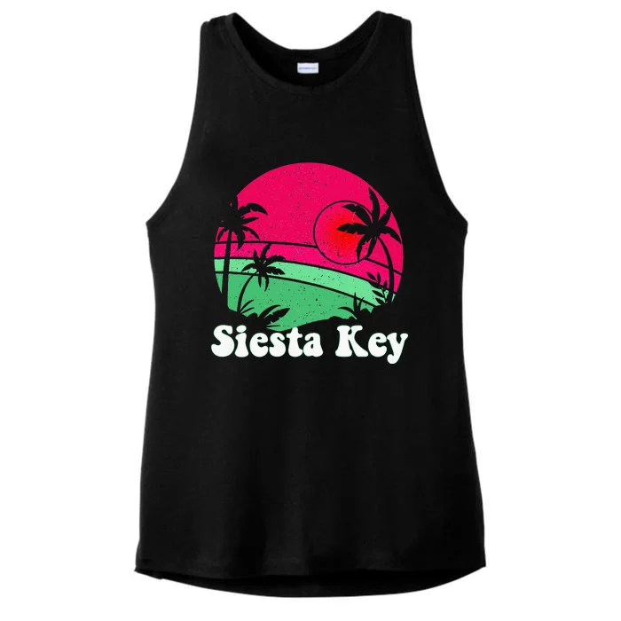 Retro Siesta Key Beach Design Siesta Key Illustration Ladies Tri-Blend Wicking Tank