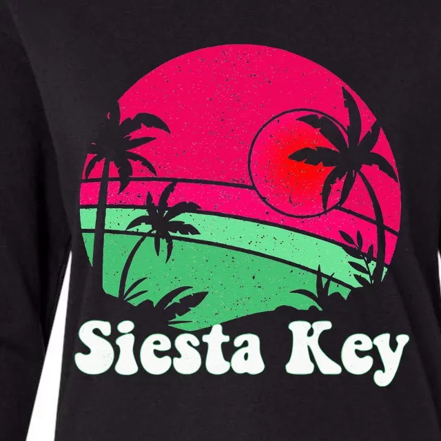 Retro Siesta Key Beach Design Siesta Key Illustration Womens Cotton Relaxed Long Sleeve T-Shirt