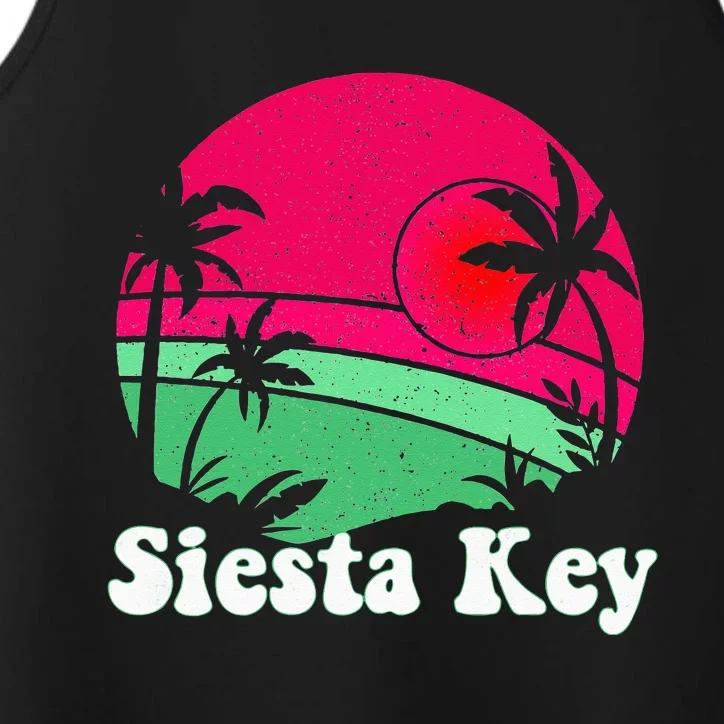 Retro Siesta Key Beach Design Siesta Key Illustration Performance Tank