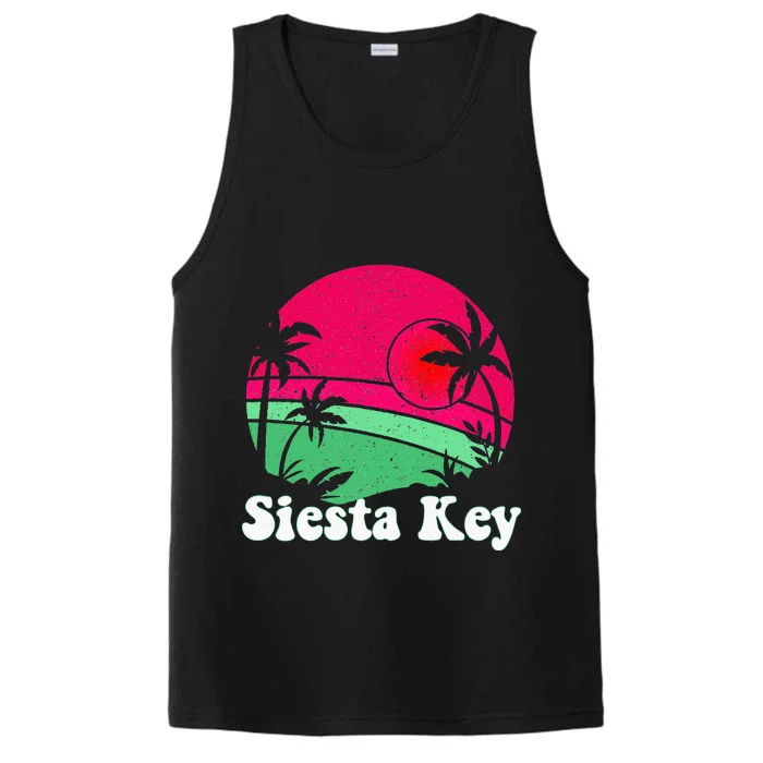 Retro Siesta Key Beach Design Siesta Key Illustration Performance Tank