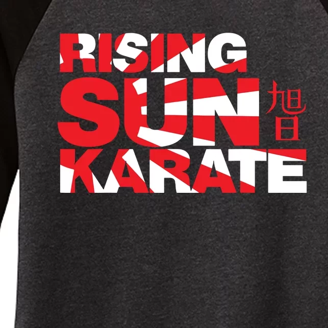 Rising Sun Karate Sunburst Women's Tri-Blend 3/4-Sleeve Raglan Shirt