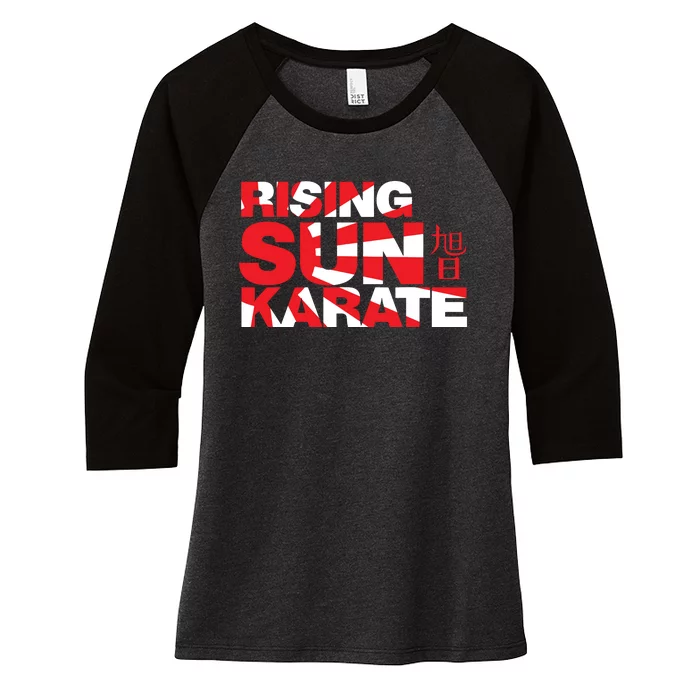 Rising Sun Karate Sunburst Women's Tri-Blend 3/4-Sleeve Raglan Shirt