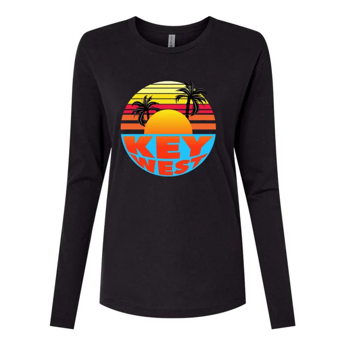 Retro Sunset Key West Florida Womens Cotton Relaxed Long Sleeve T-Shirt