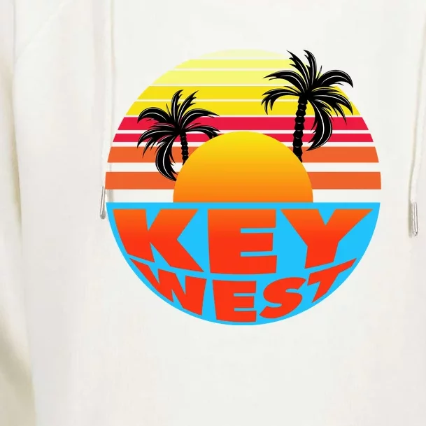 Retro Sunset Key West Florida Womens Funnel Neck Pullover Hood