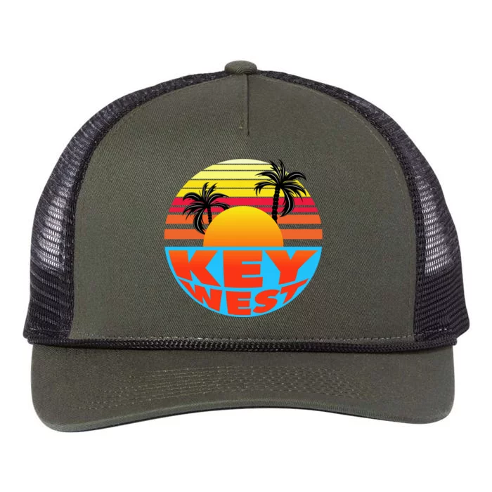 Retro Sunset Key West Florida Retro Rope Trucker Hat Cap