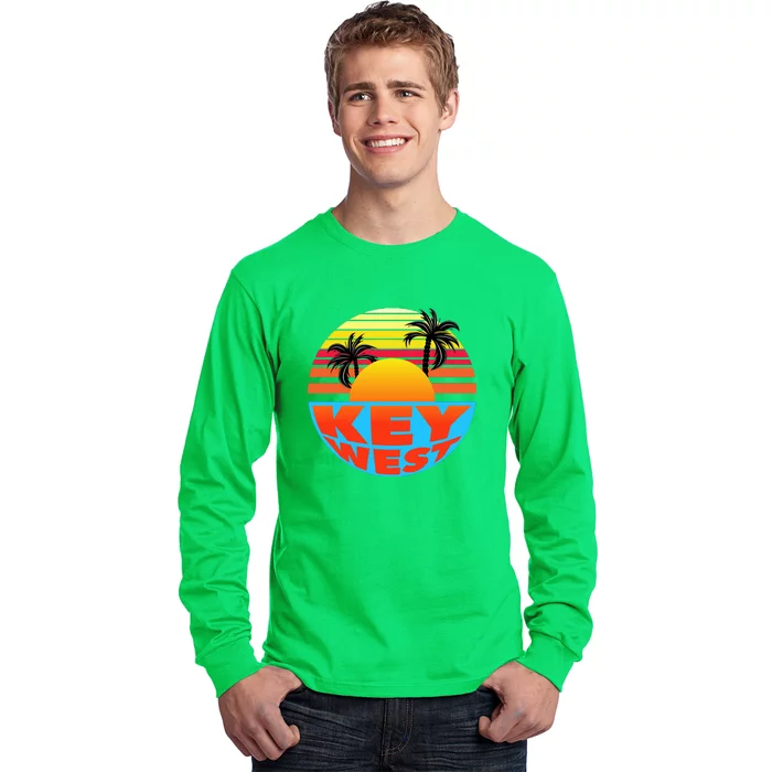 Retro Sunset Key West Florida Long Sleeve Shirt