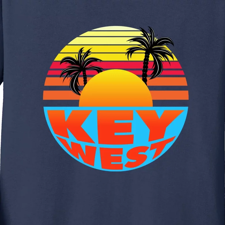 Retro Sunset Key West Florida Kids Long Sleeve Shirt