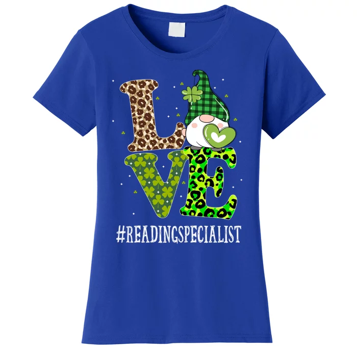 Reading Specialist Love St Patricks Day Gnome Leopard Gift Women's T-Shirt