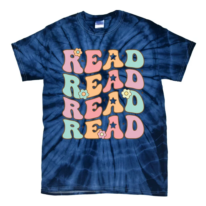 Read School Librarian Life Teacher Reading Groovy Read Tie-Dye T-Shirt