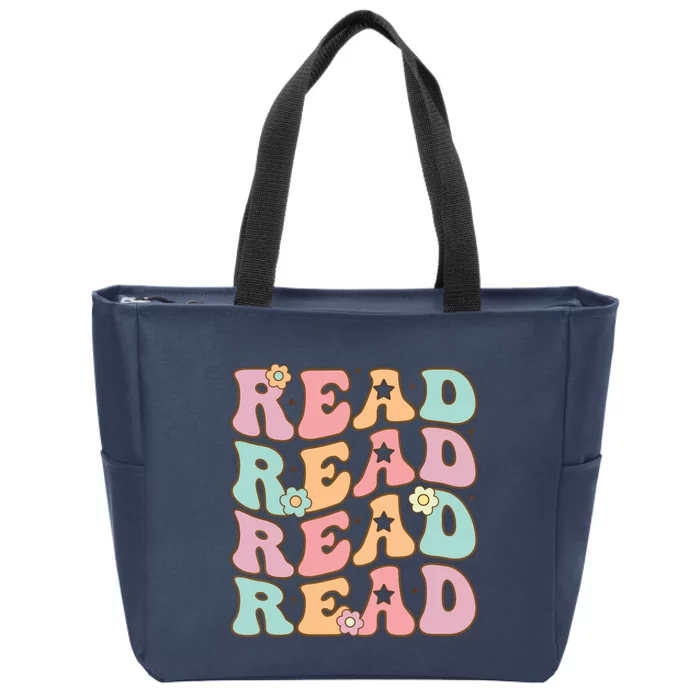 Read School Librarian Life Teacher Reading Groovy Read Zip Tote Bag