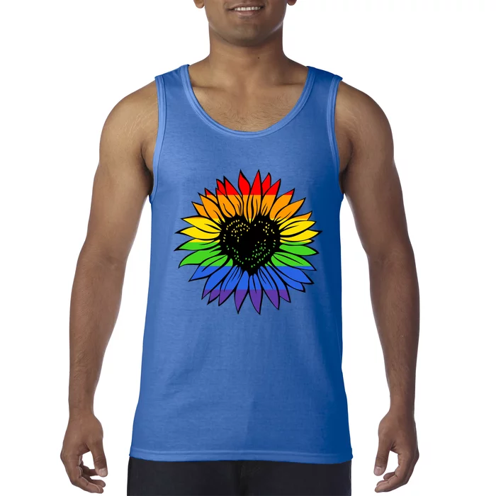 Rainbow Sunflower Lgbt Gay Lesbian Pride Cool Gift Tank Top