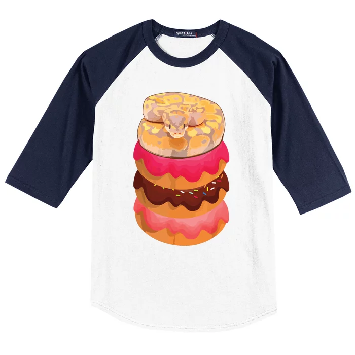 Reptile Snake Lovers Ball Python With Doughnuts Baseball Sleeve Shirt