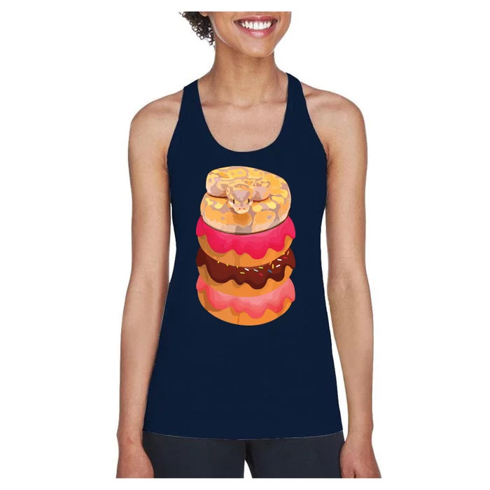 Reptile Snake Lovers Ball Python With Doughnuts Women's Racerback Tank