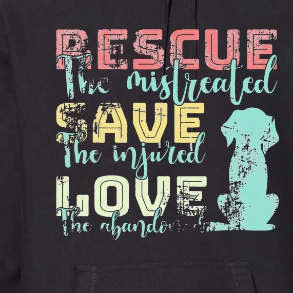 Rescue Save Love Animal Lovers Funny Rescue Cute Dog Cat Premium Hoodie