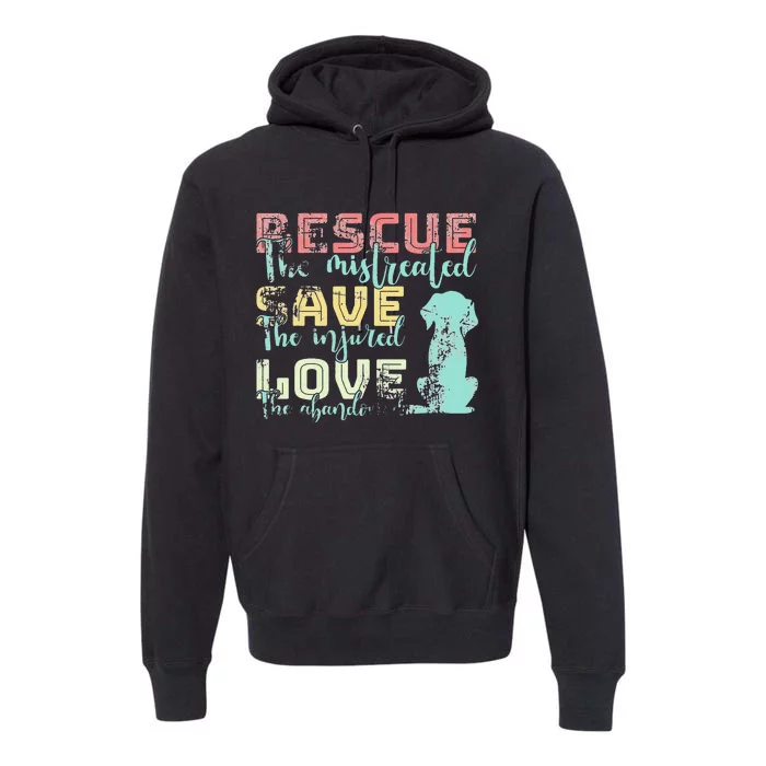 Rescue Save Love Animal Lovers Funny Rescue Cute Dog Cat Premium Hoodie