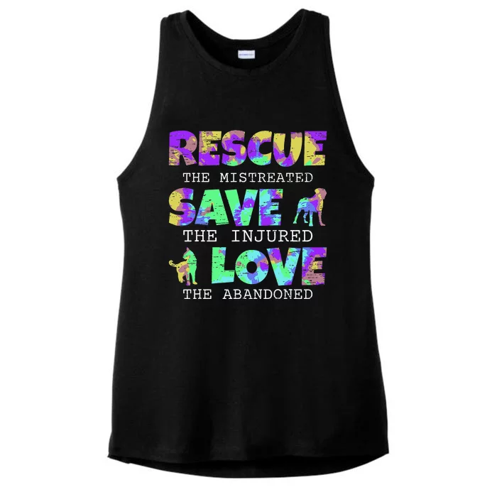 Rescue Save Love For A Animal Lover Dog Rescue Animal Rescue Ladies Tri-Blend Wicking Tank