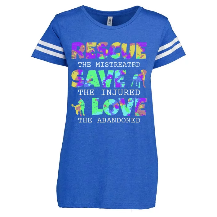 Rescue Save Love For A Animal Lover Dog Rescue Animal Rescue Enza Ladies Jersey Football T-Shirt