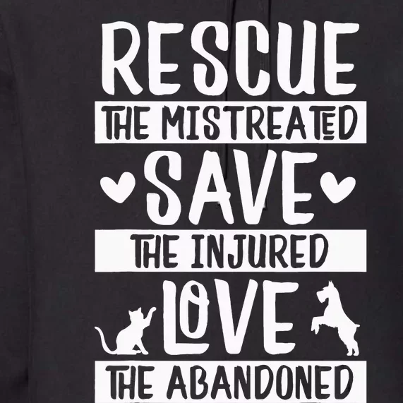 Rescue Save Love Pet Animal Rescue Gifts for Dog & Cat Lover Premium Hoodie