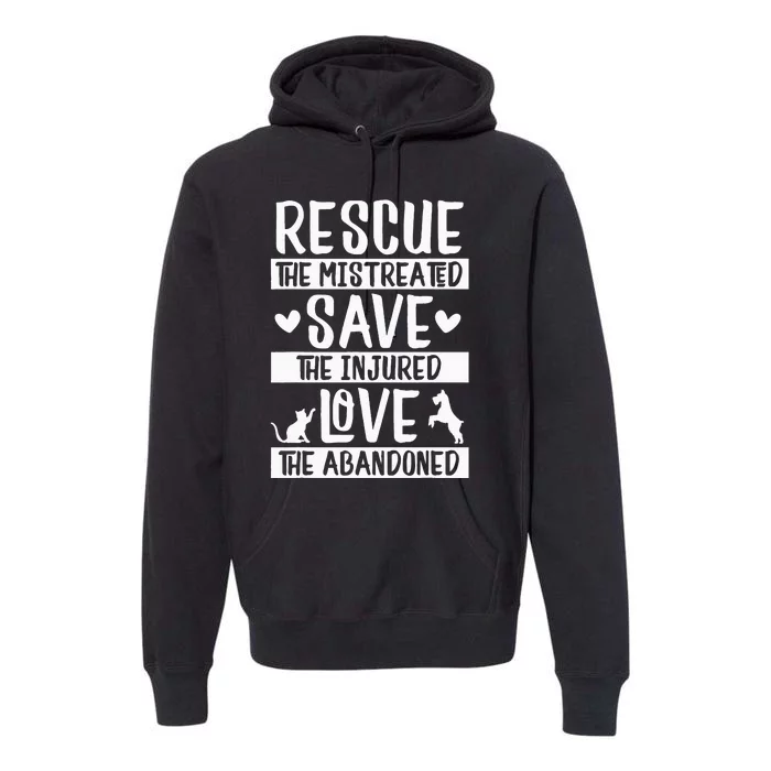 Rescue Save Love Pet Animal Rescue Gifts for Dog & Cat Lover Premium Hoodie