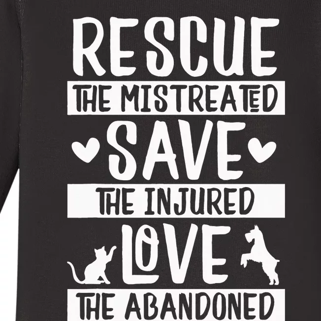 Rescue Save Love Pet Animal Rescue Gifts for Dog & Cat Lover Baby Long Sleeve Bodysuit