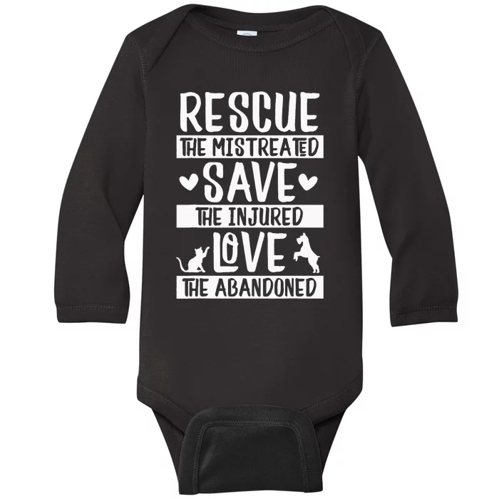 Rescue Save Love Pet Animal Rescue Gifts for Dog & Cat Lover Baby Long Sleeve Bodysuit